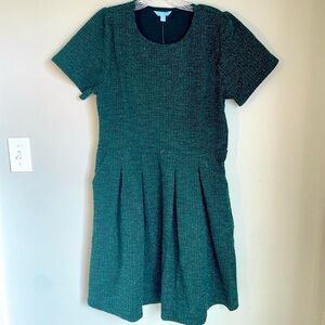 NWT✨ Draper James Green Textured Fit & Flare Dress – Size L ✨